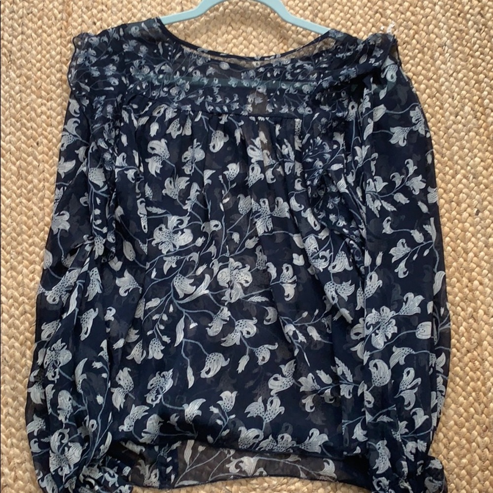 Lucky Brand navy floral blouse